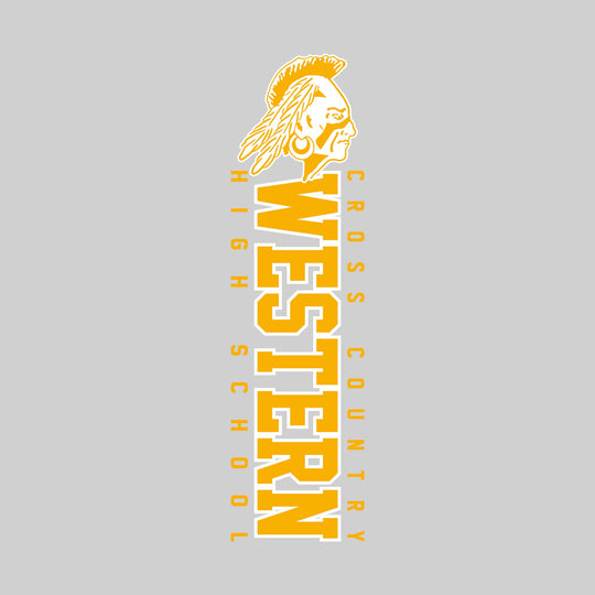 Western Warriors - Cross Country - Vertical School Name with Upper Mascot