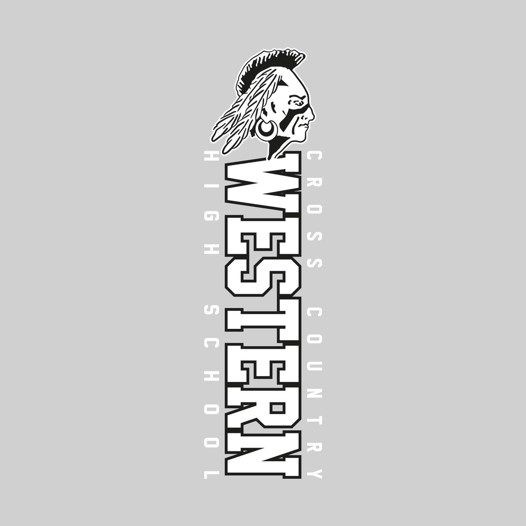 Western Warriors - Cross Country - Vertical School Name with Upper Mascot