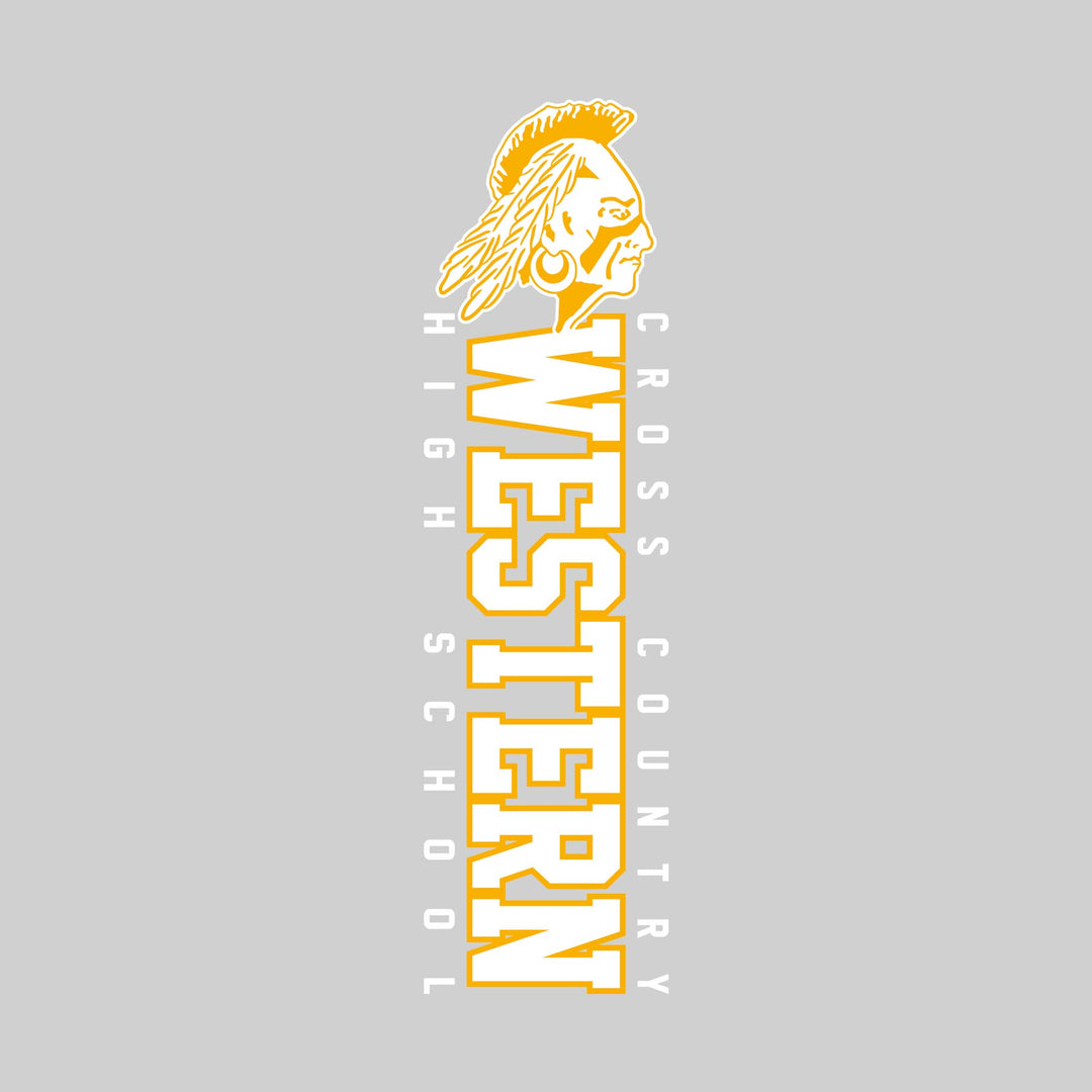 Western Warriors - Cross Country - Vertical School Name with Upper Mascot