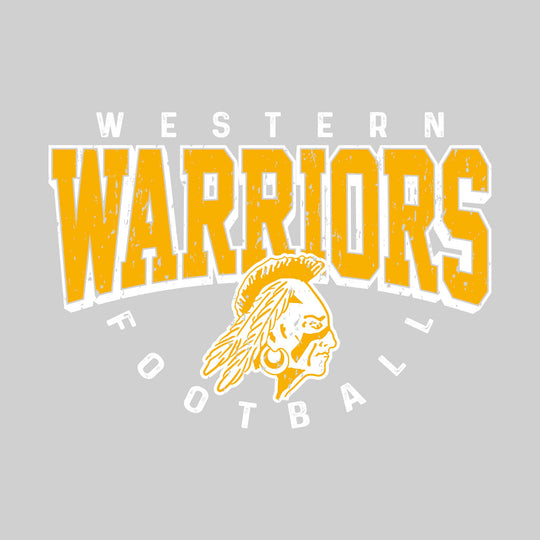 Western Warriors - Football - Distressed Text with Mascot and Arched Football