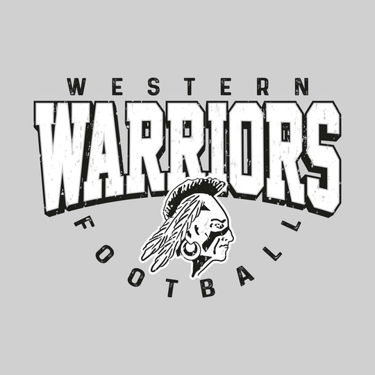 Western Warriors - Football - Distressed Text with Mascot and Arched Football