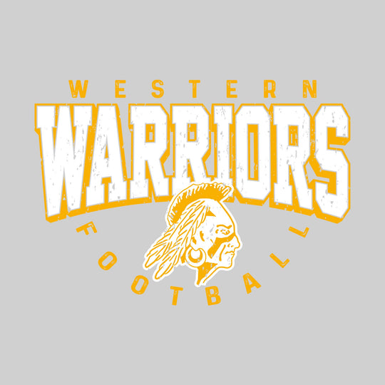 Western Warriors - Football - Distressed Text with Mascot and Arched Football