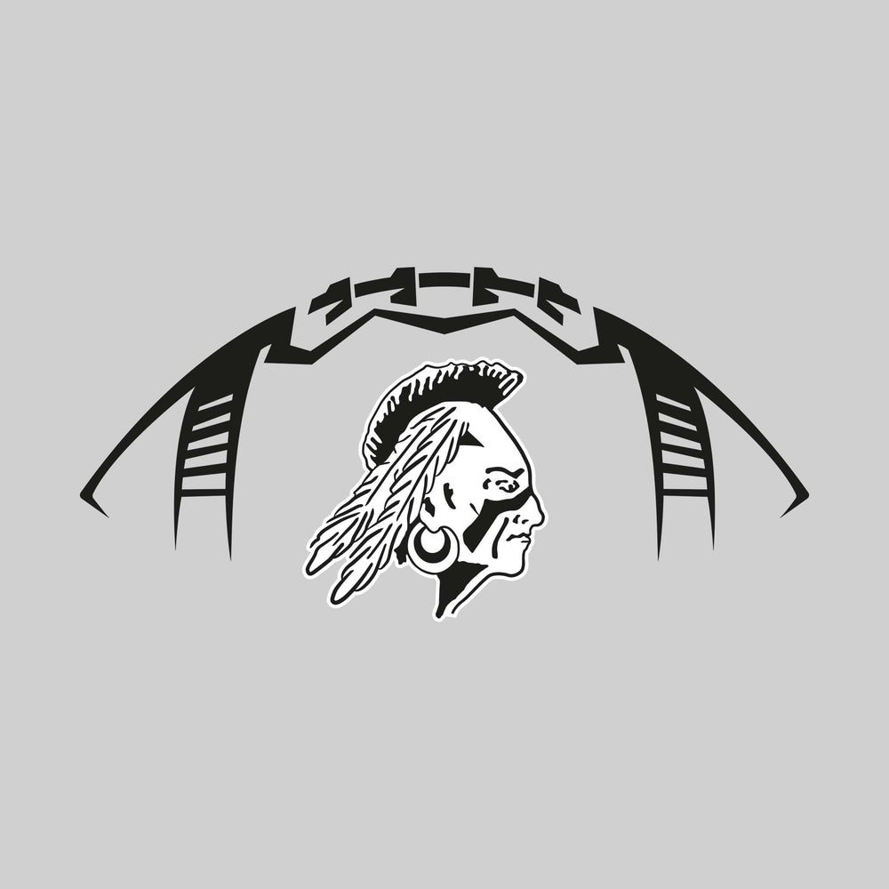 Western Warriors - Football - Football Shape Outline with Center Mascot