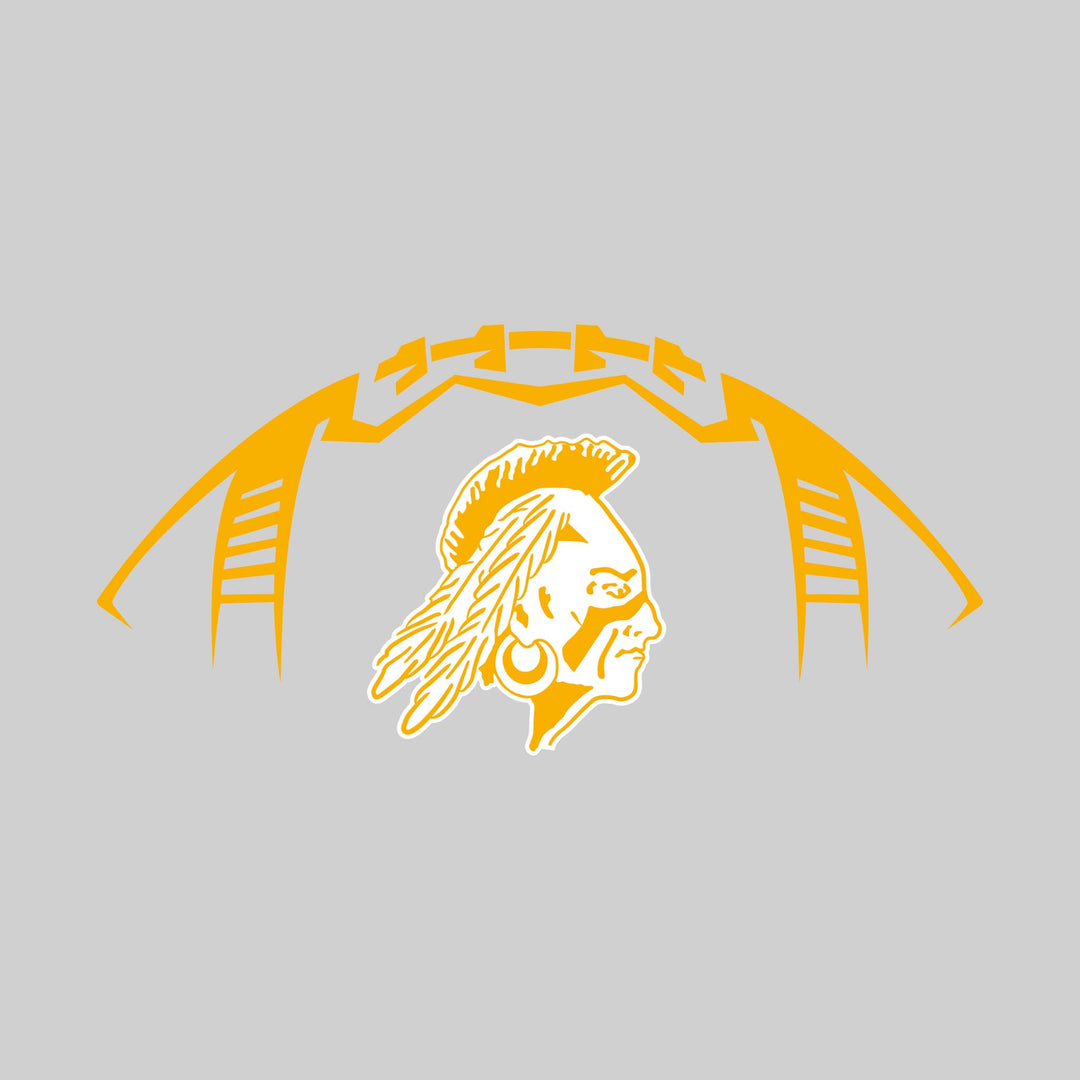 Western Warriors - Football - Football Shape Outline with Center Mascot
