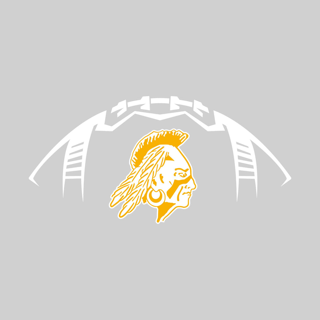 Western Warriors - Football - Football Shape Outline with Center Mascot