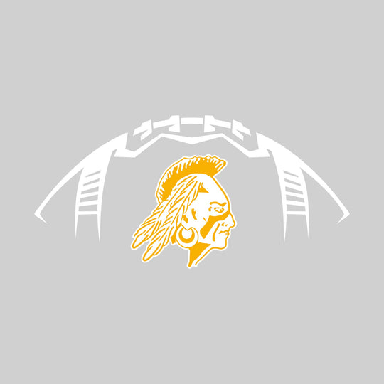 Western Warriors - Football - Football Shape Outline with Center Mascot