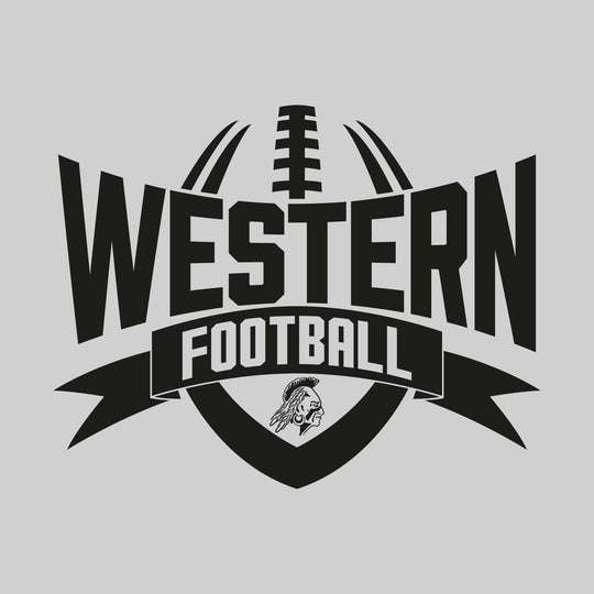 Western Warriors - Football - School Name with Football Shape and Banner