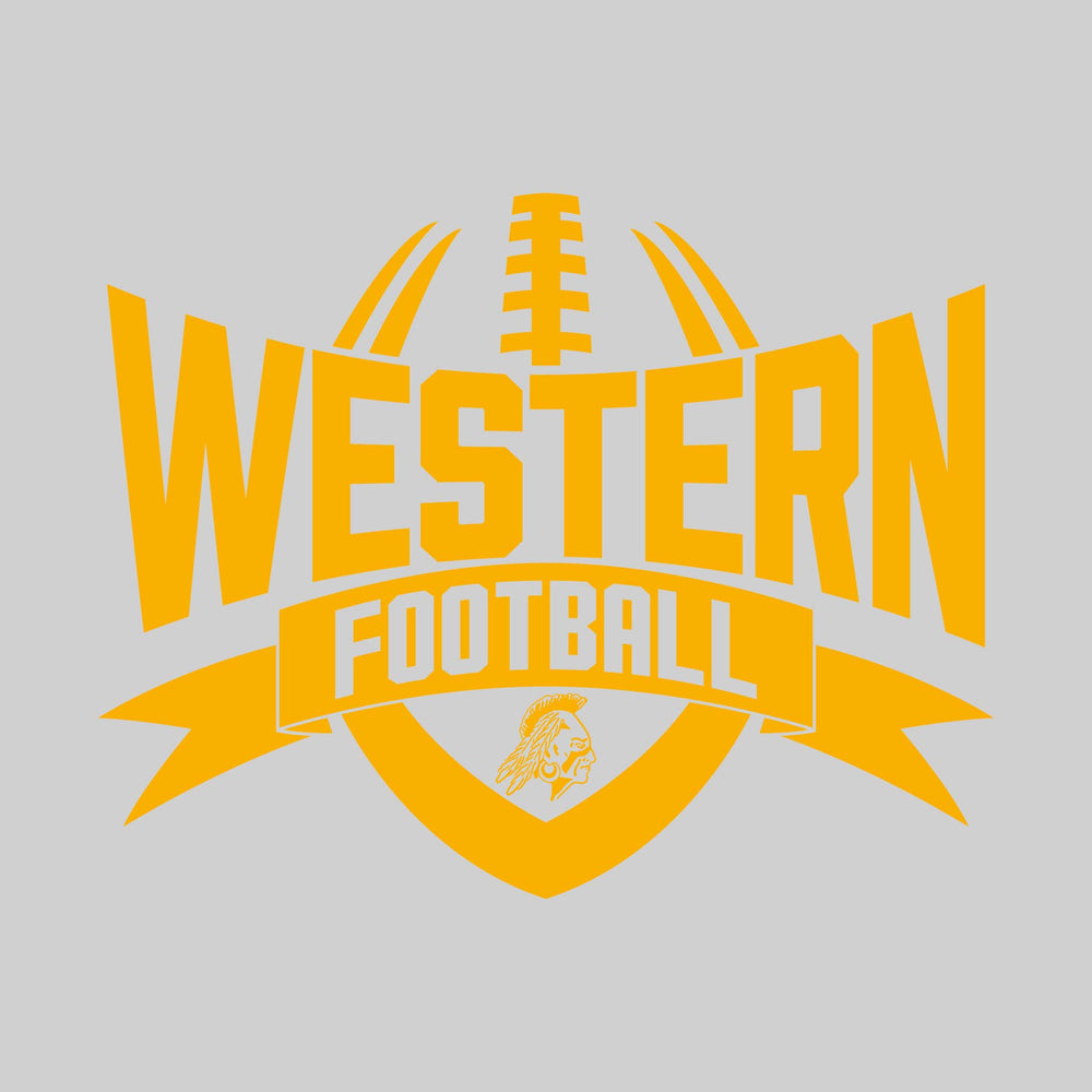 Western Warriors - Football - School Name with Football Shape and Banner