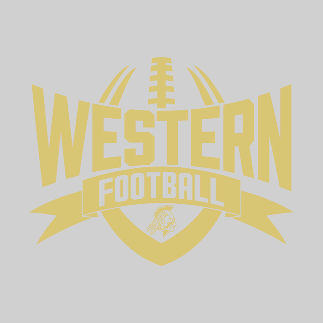 Western Warriors - Football - School Name with Football Shape and Banner