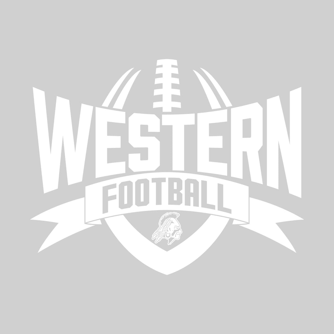 Western Warriors - Football - School Name with Football Shape and Banner