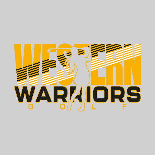 Western Warriors - Golf - Female Golfer Silhouette with Color Stripes