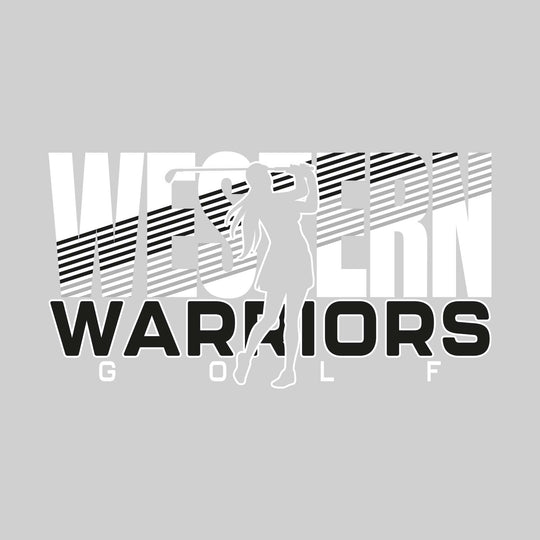 Western Warriors - Golf - Female Golfer Silhouette with Color Stripes