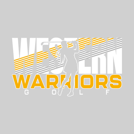 Western Warriors - Golf - Female Golfer Silhouette with Color Stripes