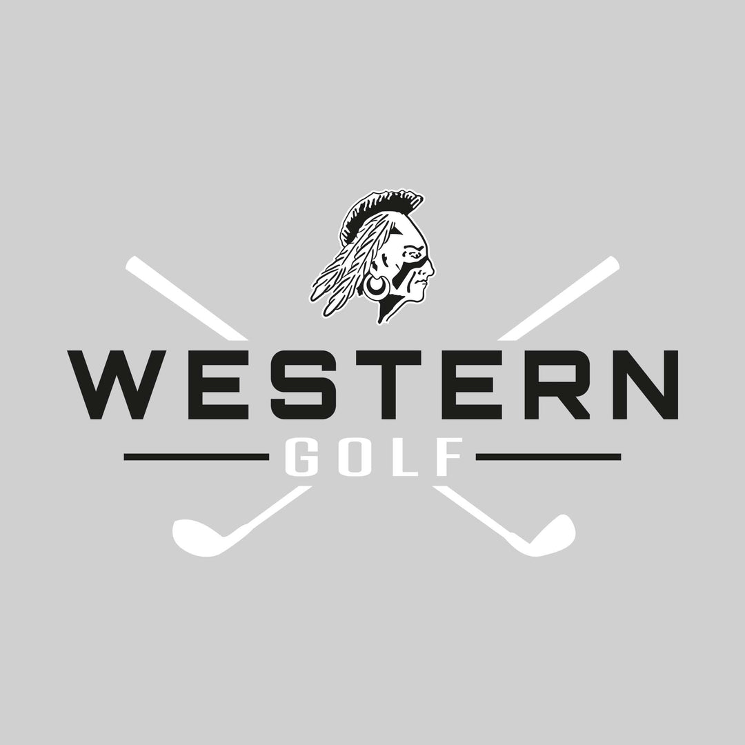 Western Warriors - Golf - School Name with Crossed Clubs