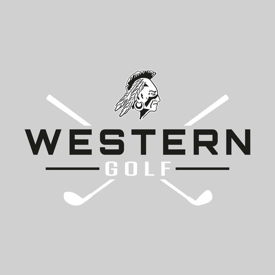 Western Warriors - Golf - School Name with Crossed Clubs