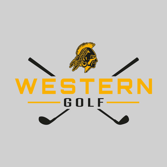 Western Warriors - Golf - School Name with Crossed Clubs