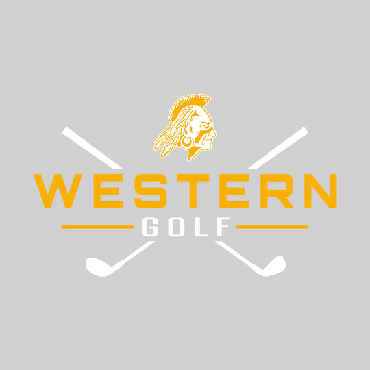 Western Warriors - Golf - School Name with Crossed Clubs