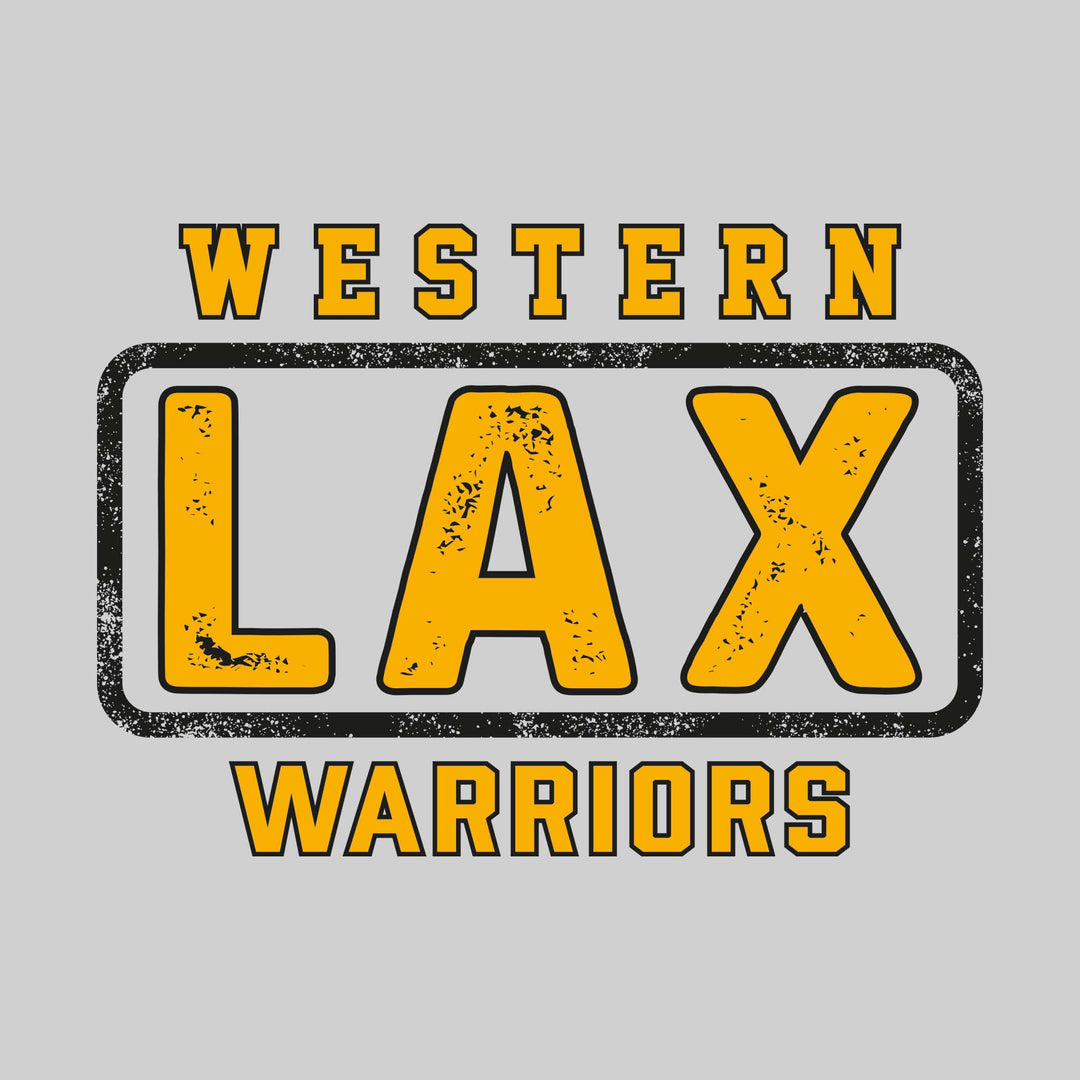 Western Warriors - Lacrosse - Western Framed LAX with Mascot Name - Distressed