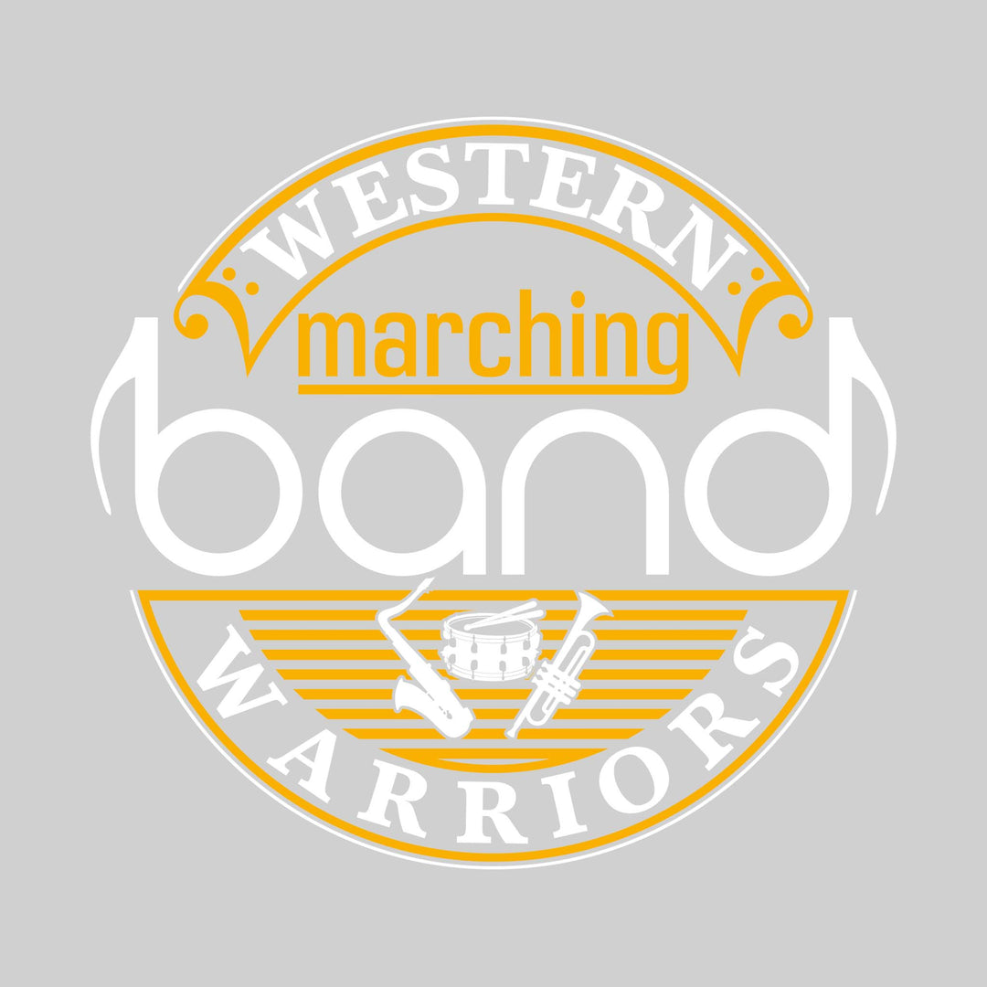 Western Warriors - Marching Band - Circular Text with Instruments