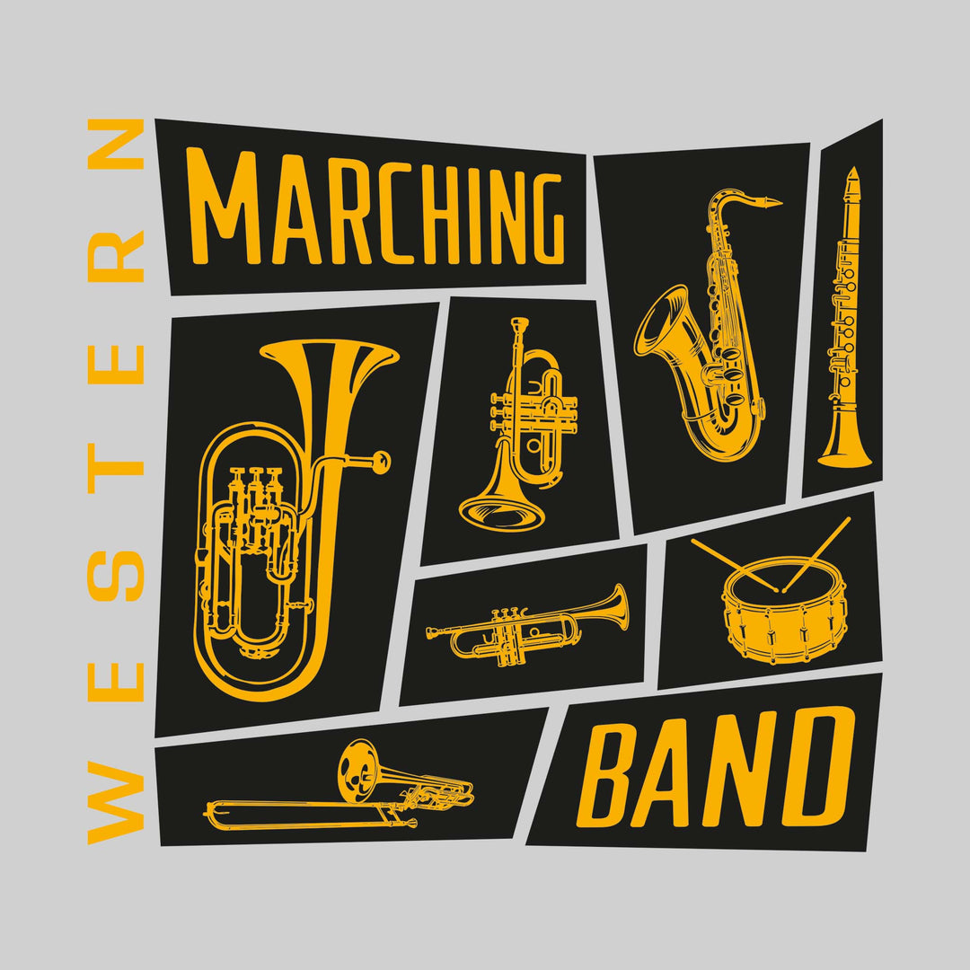 Western Warriors - Marching Band - Instrument Collage with School Name