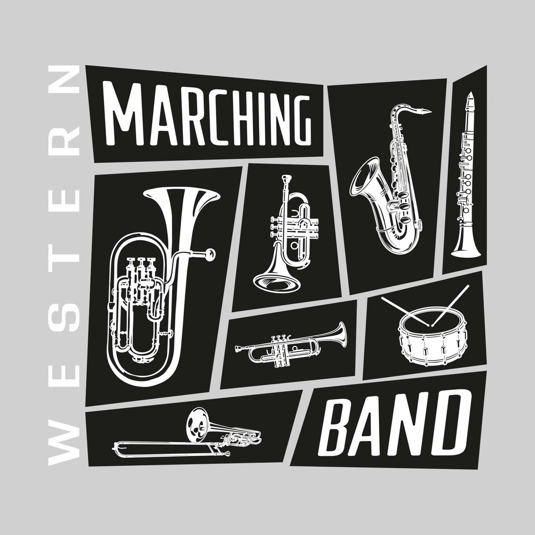 Western Warriors - Marching Band - Instrument Collage with School Name