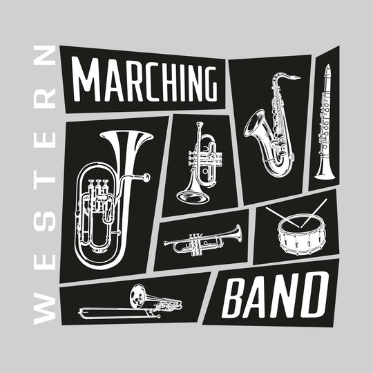Western Warriors - Marching Band - Instrument Collage with School Name