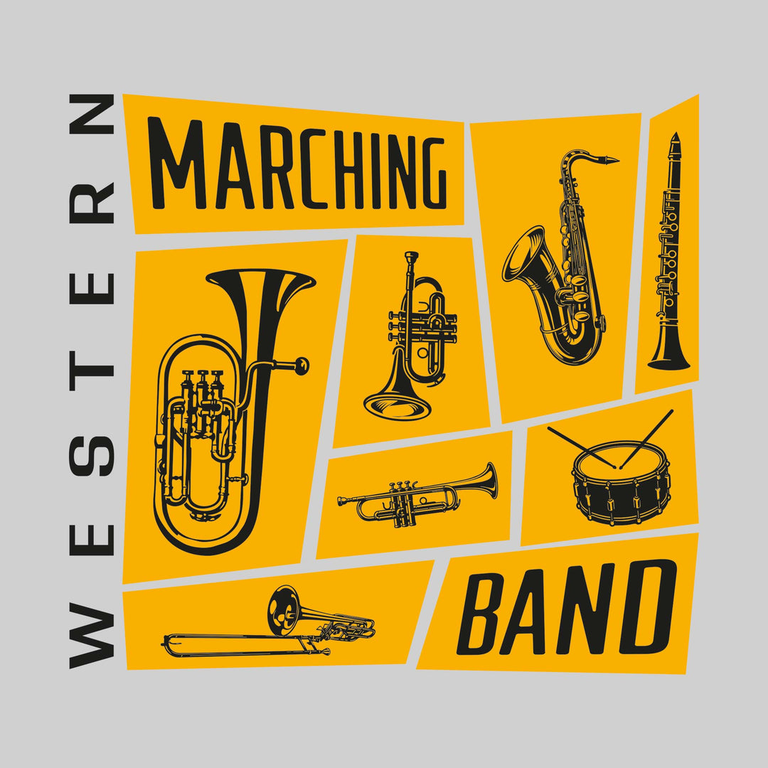 Western Warriors - Marching Band - Instrument Collage with School Name