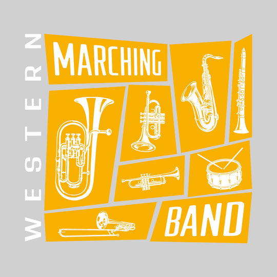 Western Warriors - Marching Band - Instrument Collage with School Name