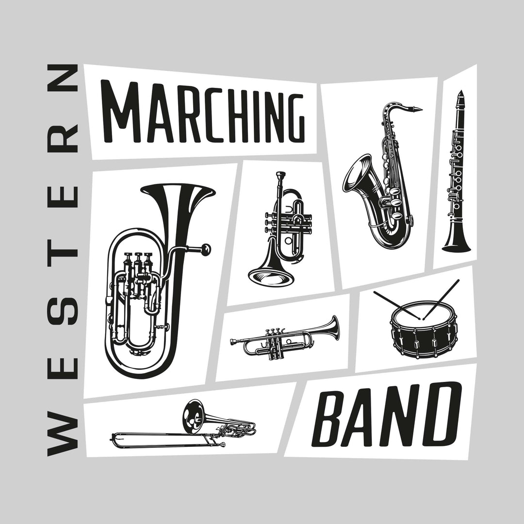 Western Warriors - Marching Band - Instrument Collage with School Name