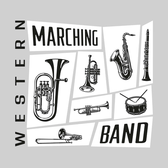 Western Warriors - Marching Band - Instrument Collage with School Name