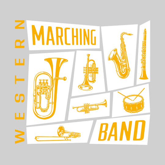 Western Warriors - Marching Band - Instrument Collage with School Name