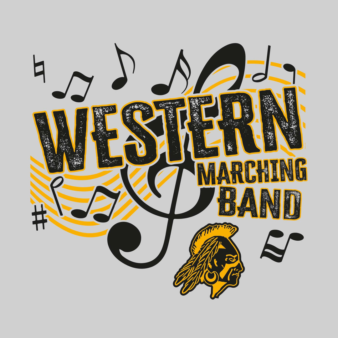 Western Warriors - Marching Band - School Name with Treble Clef &amp; Music Notes