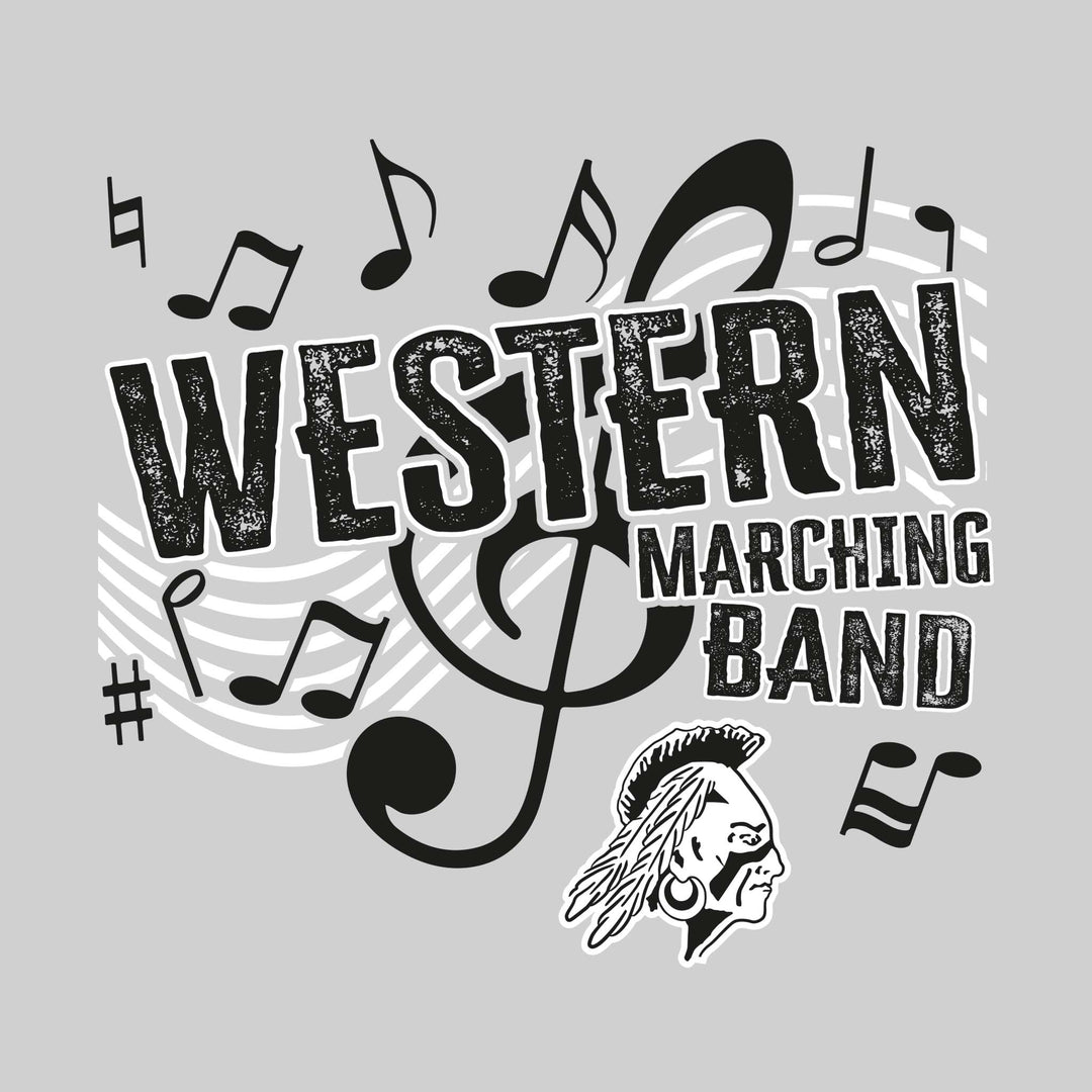 Western Warriors - Marching Band - School Name with Treble Clef &amp; Music Notes