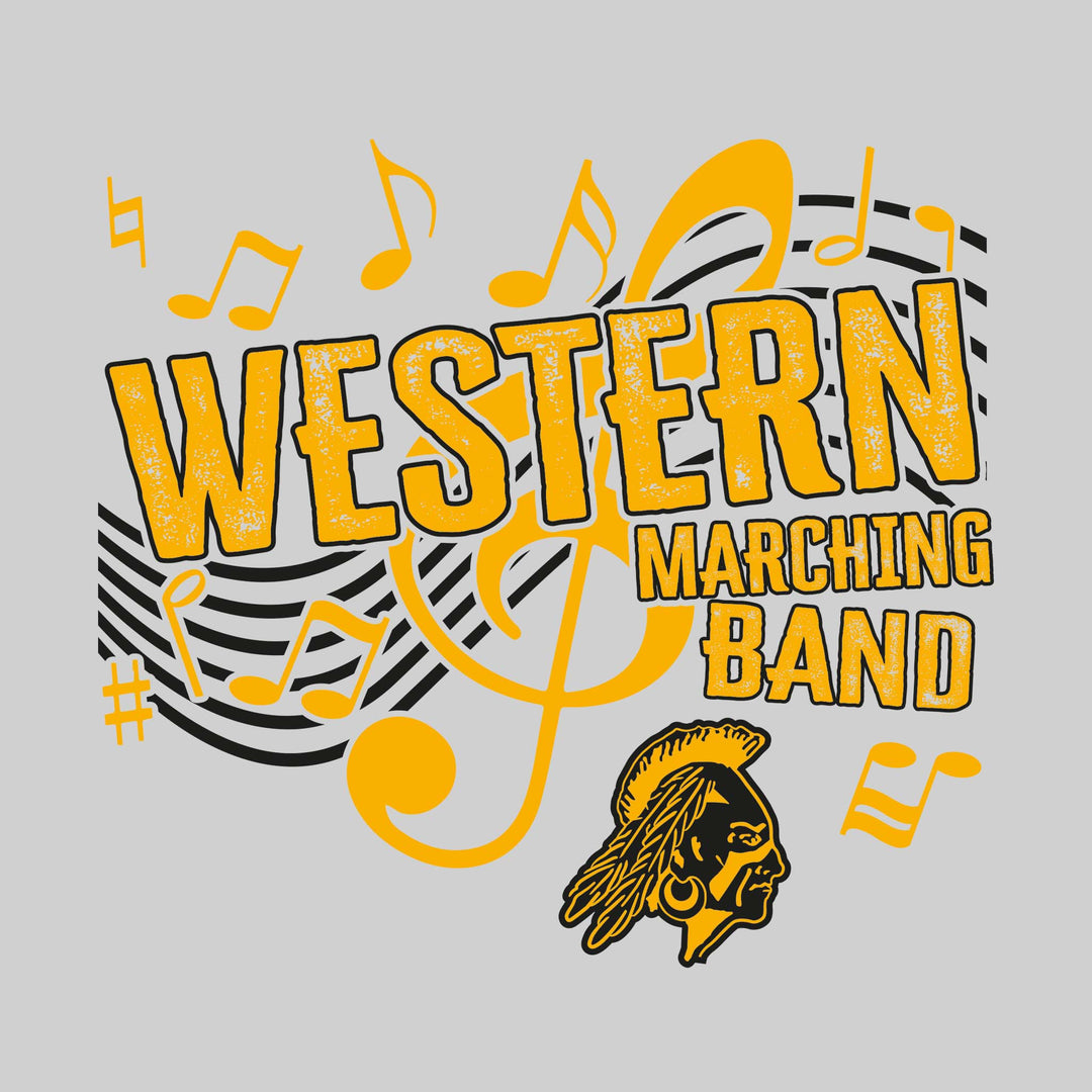 Western Warriors - Marching Band - School Name with Treble Clef &amp; Music Notes