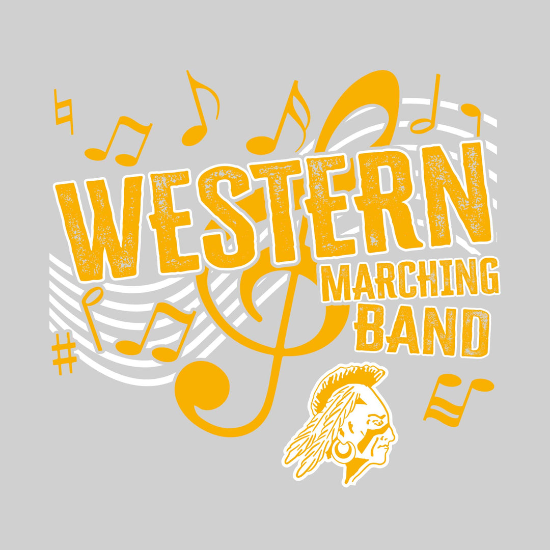 Western Warriors - Marching Band - School Name with Treble Clef &amp; Music Notes