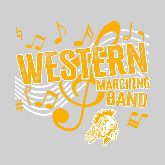 Western Warriors - Marching Band - School Name with Treble Clef &amp; Music Notes