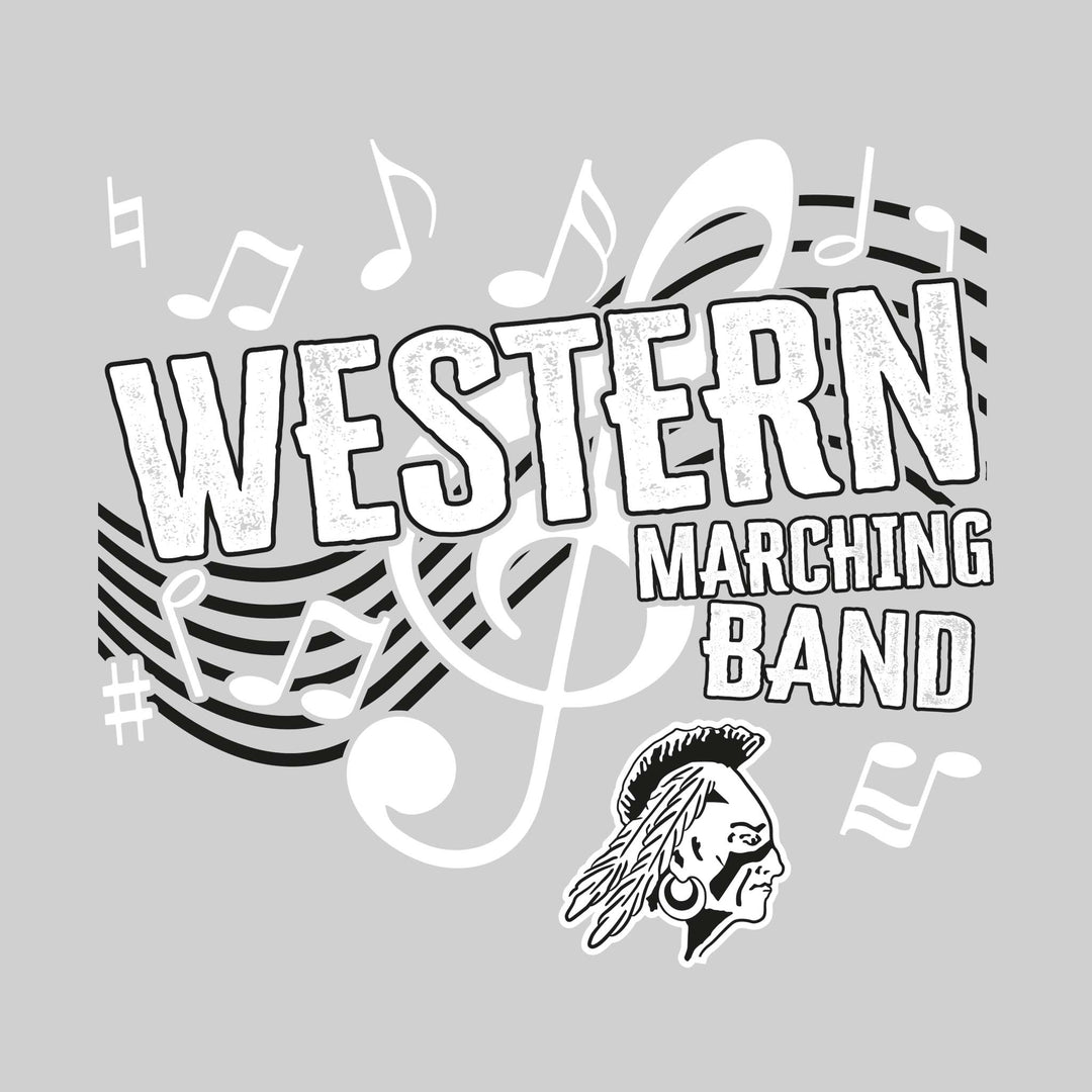 Western Warriors - Marching Band - School Name with Treble Clef &amp; Music Notes