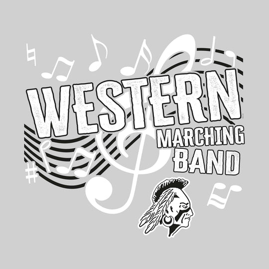 Western Warriors - Marching Band - School Name with Treble Clef &amp; Music Notes
