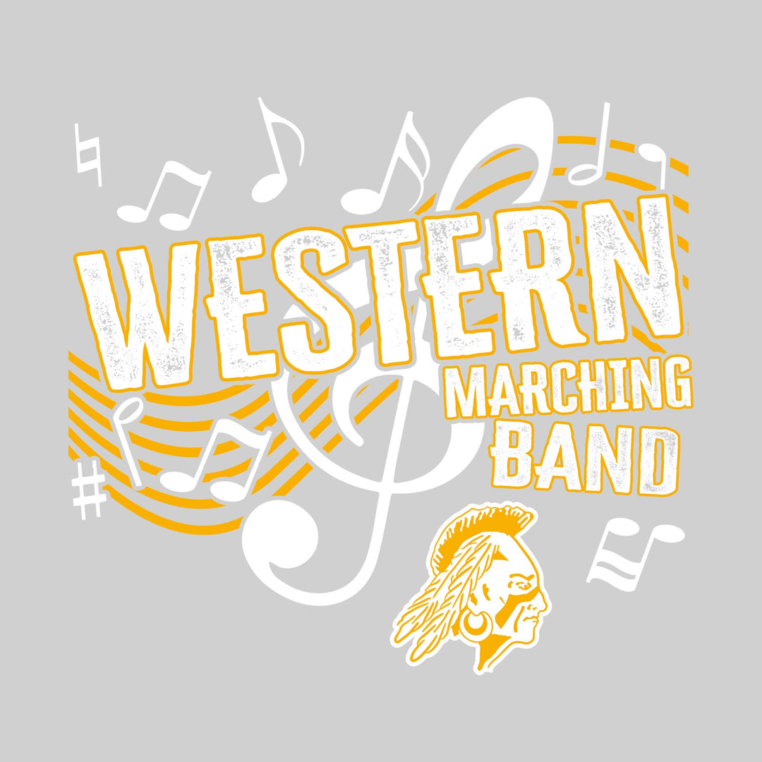 Western Warriors - Marching Band - School Name with Treble Clef &amp; Music Notes