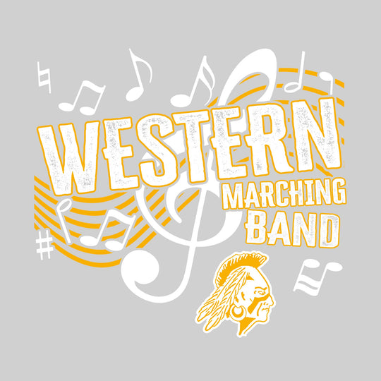 Western Warriors - Marching Band - School Name with Treble Clef &amp; Music Notes