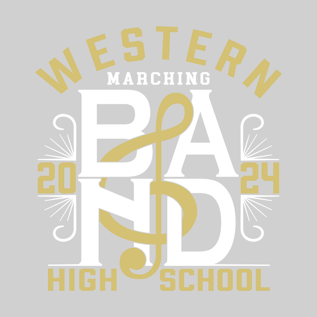 Western Warriors - Marching Band - Treble Clef Weaved Through Letters