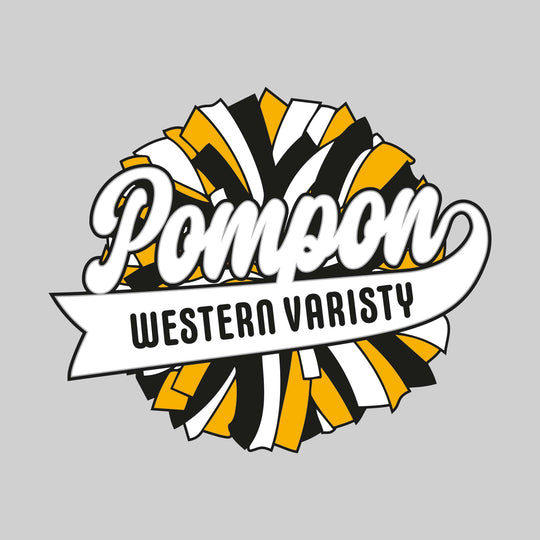 Western Warriors - Pompon - Oversized Pom with Cursive Pompon and School Name