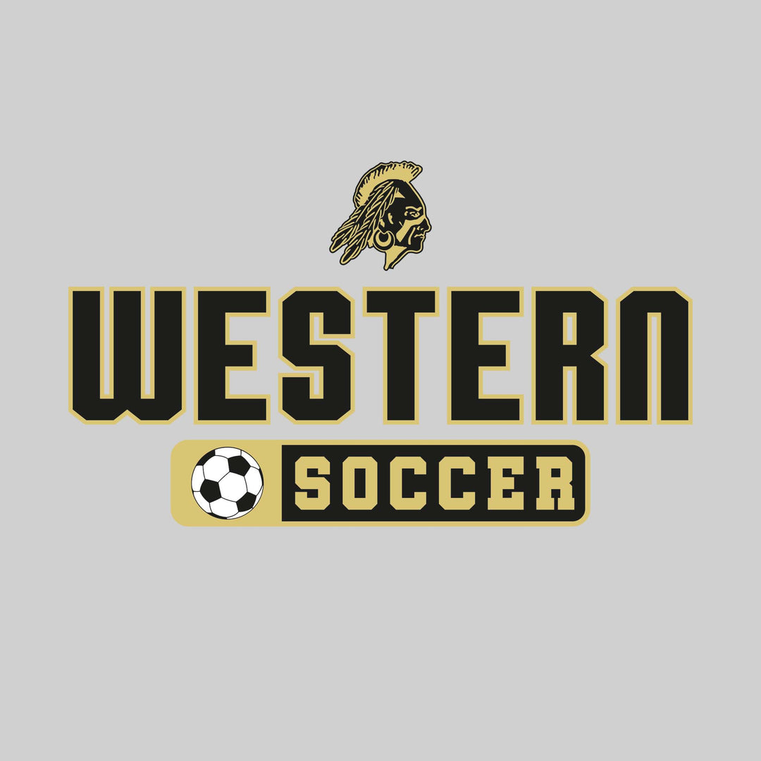 Western Warriors - Soccer - Mascot with School Name Over Soccer