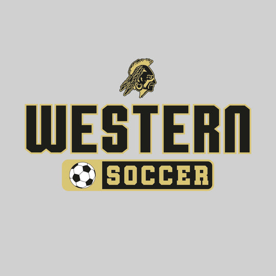 Western Warriors - Soccer - Mascot with School Name Over Soccer