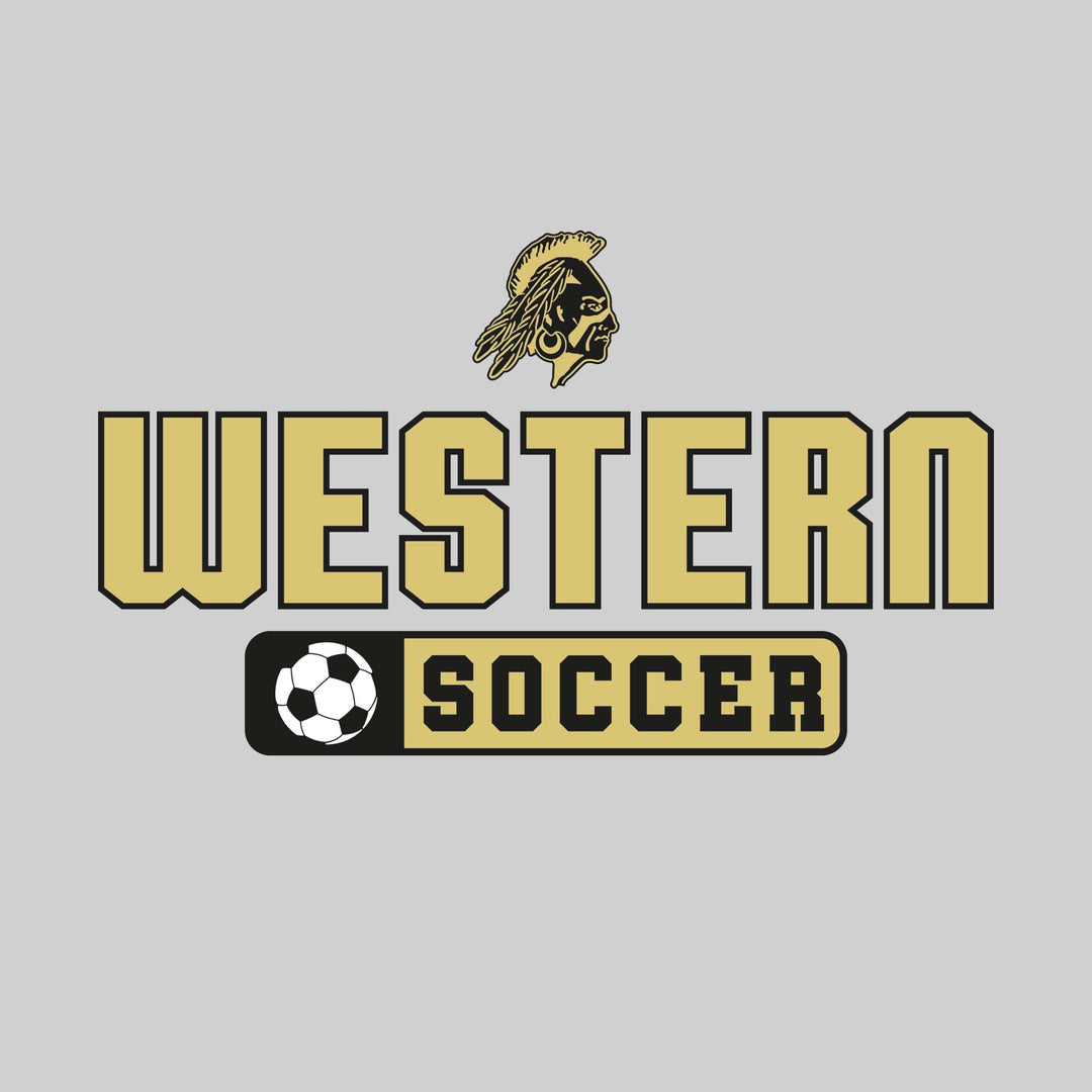 Western Warriors - Soccer - Mascot with School Name Over Soccer