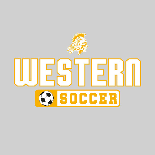 Western Warriors - Soccer - Mascot with School Name Over Soccer
