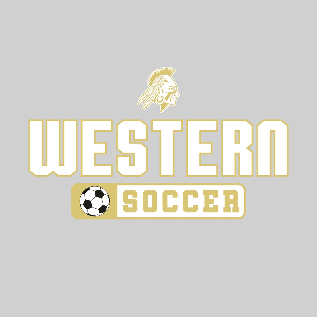 Western Warriors - Soccer - Mascot with School Name Over Soccer