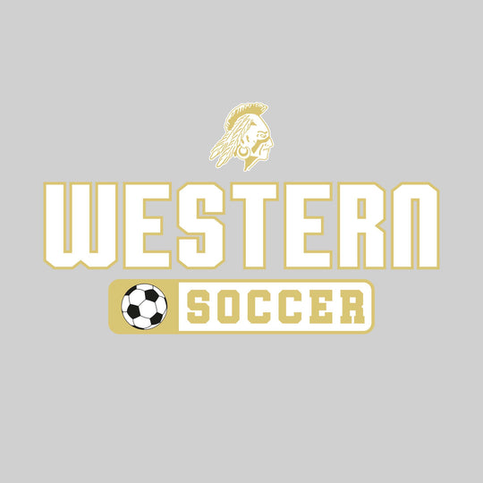 Western Warriors - Soccer - Mascot with School Name Over Soccer