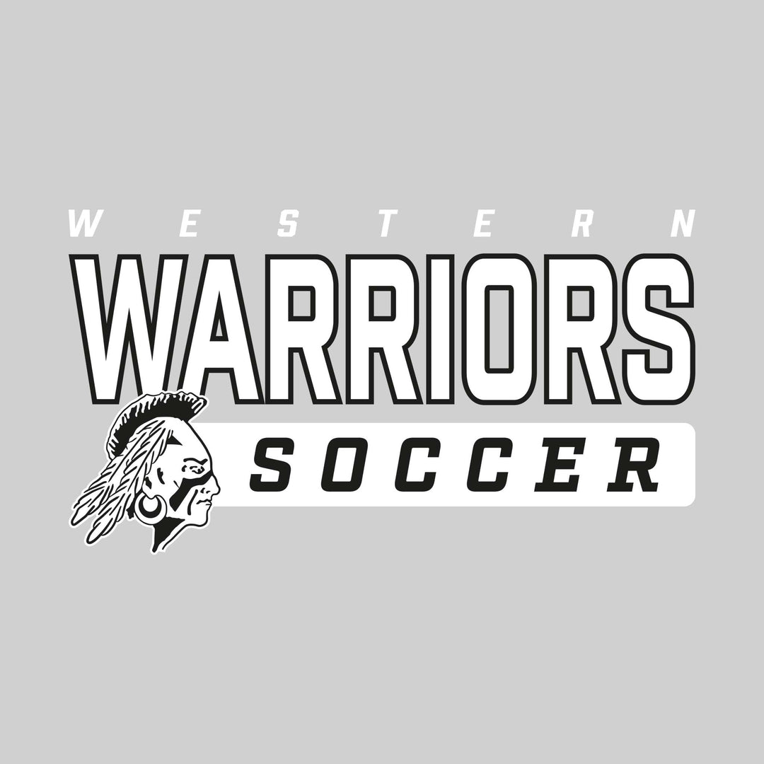 Western Warriors - Soccer - Outlined Mascot Name with Mascot &amp; Soccer