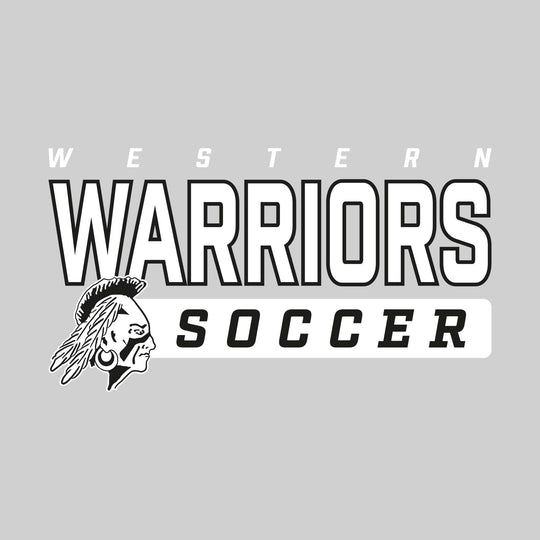 Western Warriors - Soccer - Outlined Mascot Name with Mascot &amp; Soccer